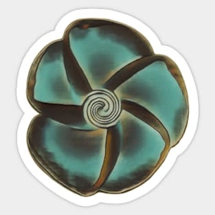 Vintage plumeria bloom twirl, green Sticker